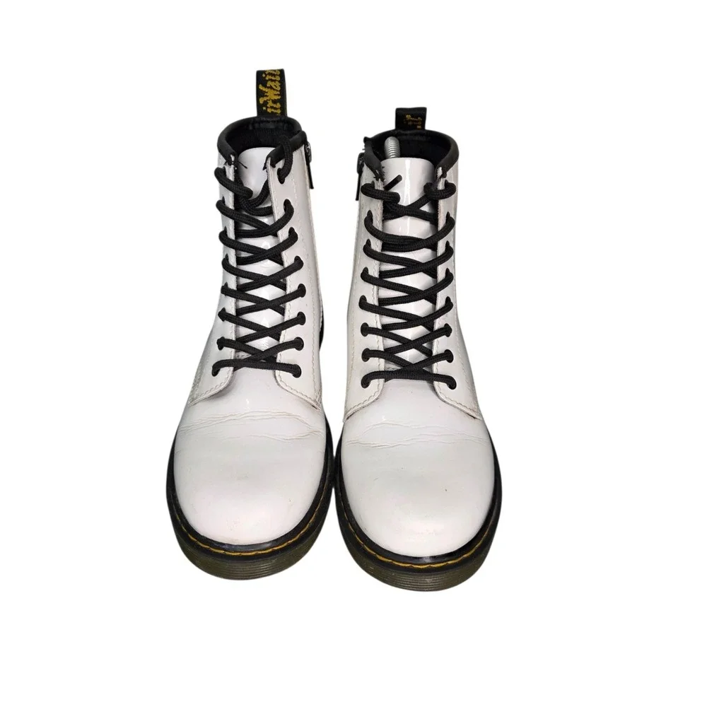 Dr Martens 1460 J White Patent Leather Lace Up Boots Youth US 4 EU 36